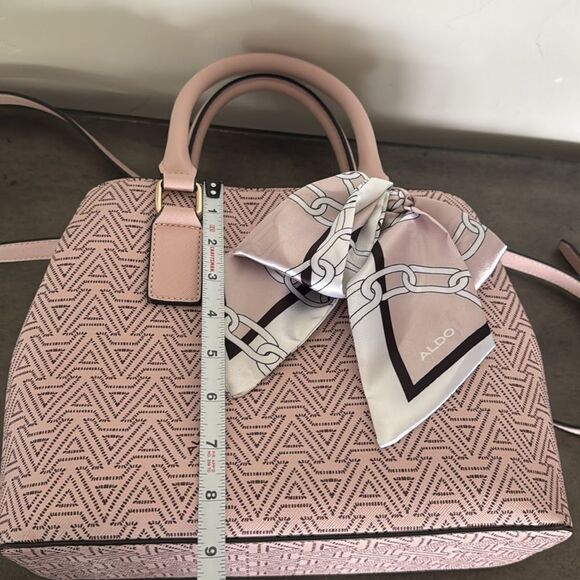 Aldo Pink Vegan Leather Elegant Satchel Handbag Crossbody Purse with Scarf NWOT - Picture 7 of 16